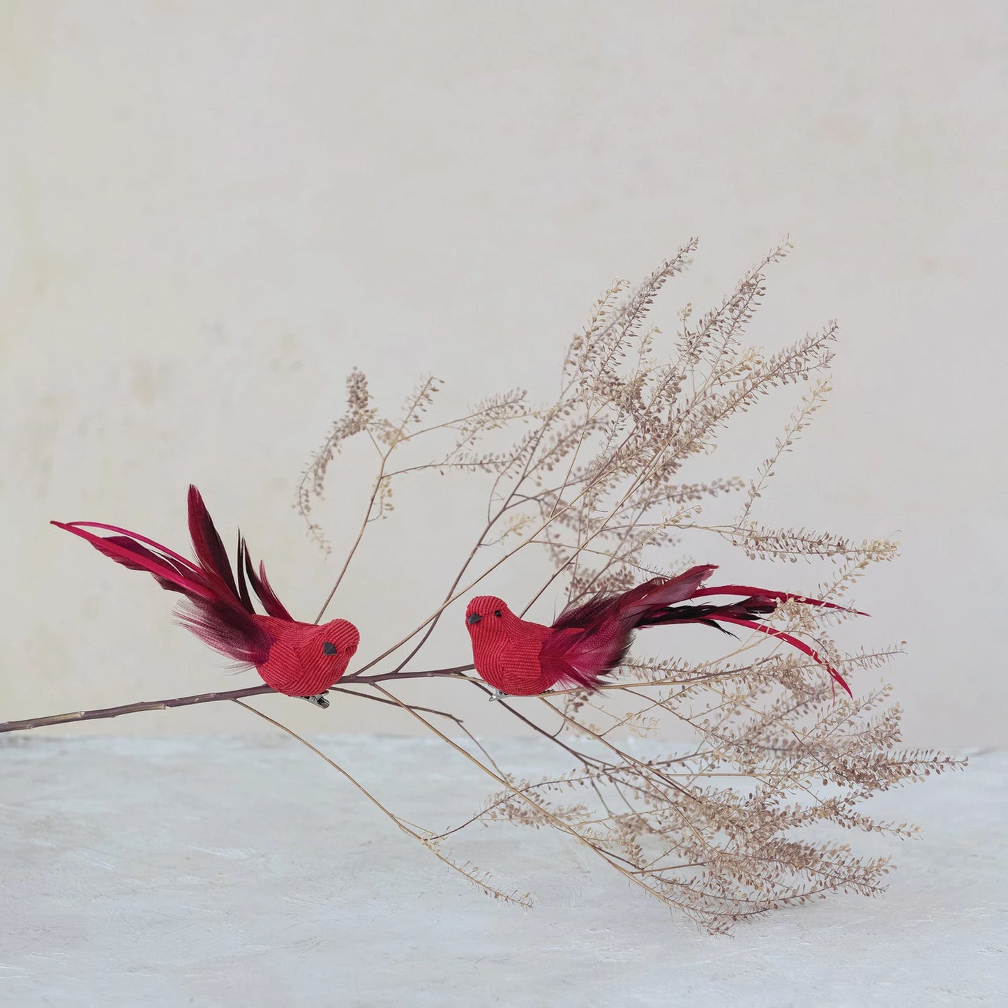 Feather & Corduroy Bird Clip-on Ornament