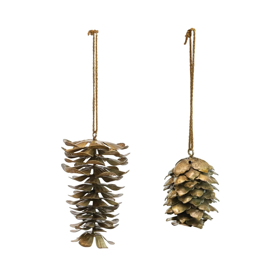 Metal Pinecone Ornaments, 2 styles
