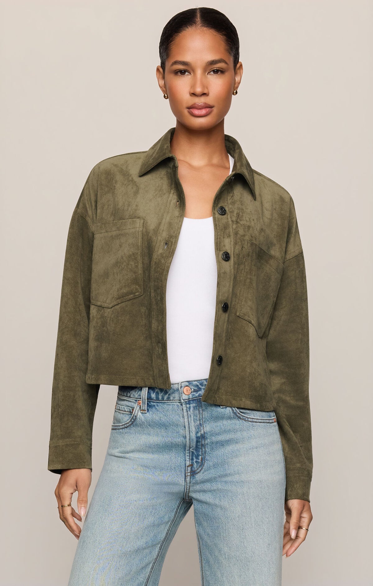 Z Supply All Day Cropped Monstera Suede Jacket