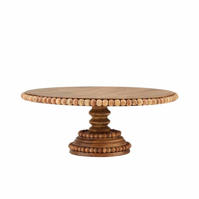 Beaded Wood Pedestal Tray/Cake Stand