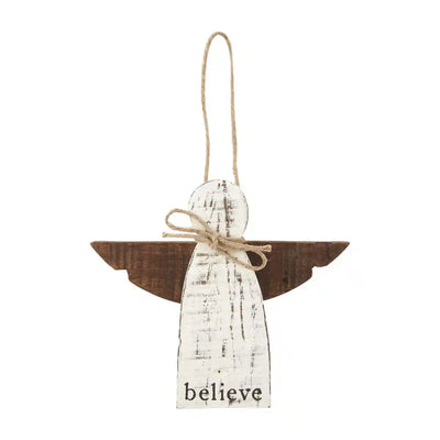 Multi Wood Angel Ornament