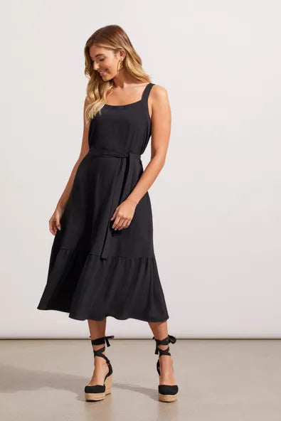 Tribal Lined Black Dress with Sash
