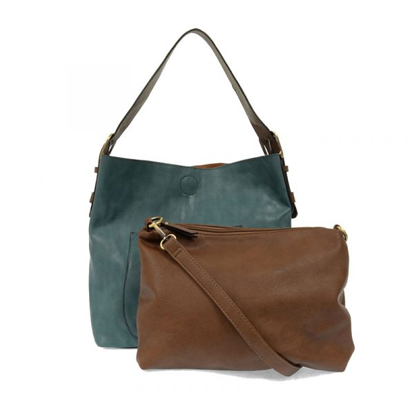 Joy Susan Teal-ish Hobo Handbag with Coffee Handle