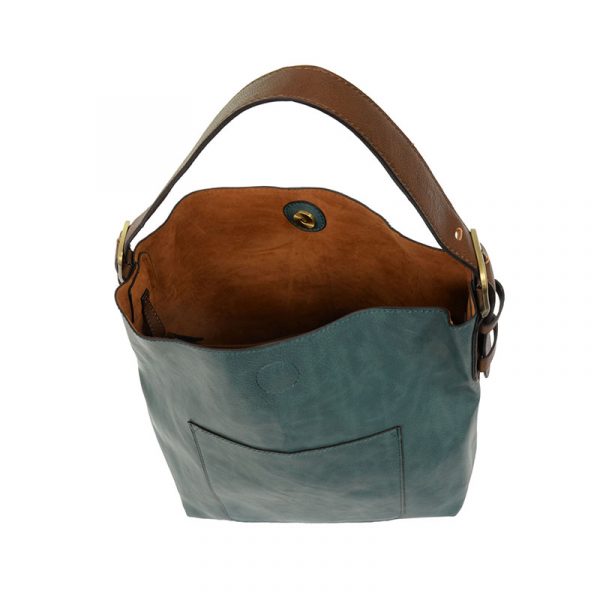 Joy Susan Teal-ish Hobo Handbag with Coffee Handle
