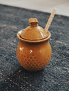 Ceramic Honeycomb Honey Jar w/Dipper