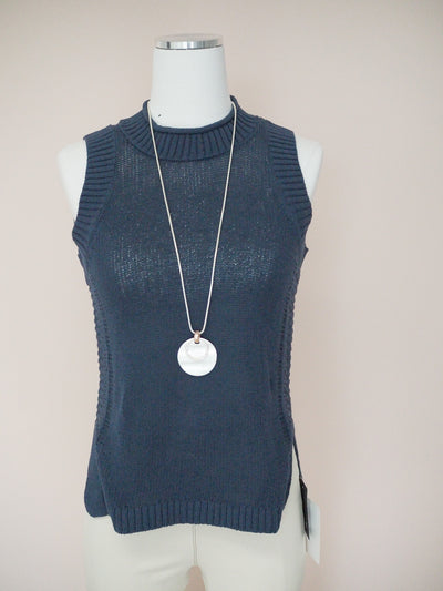 Tribal Sleeveless Mock Neck Sweater