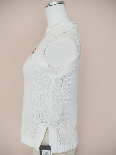 Tribal Sleeveless Mock Neck Sweater