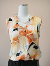 Tribal Sleeveless Blouse with Frill Neck