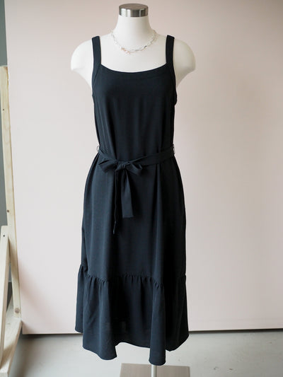 Tribal Lined Black Dress with Sash