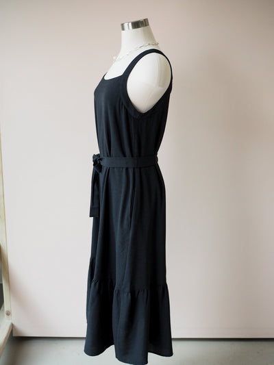 Tribal Lined Black Dress with Sash