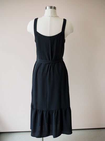 Tribal Lined Black Dress with Sash