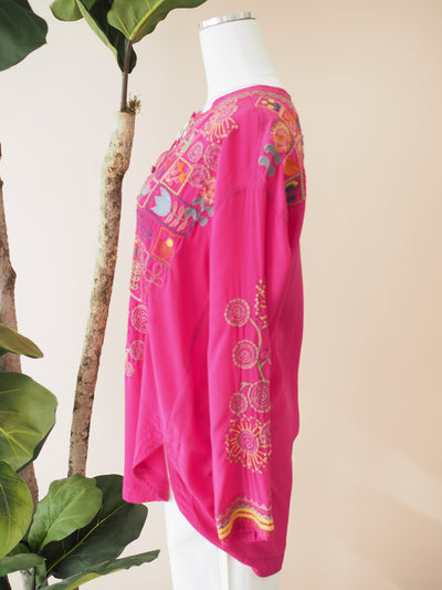 Johnny Was Zinnia Tunic Pink Blouse