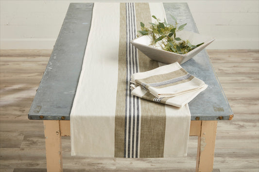 MUDPIE CREAM STRIPED TABLE RUNNER