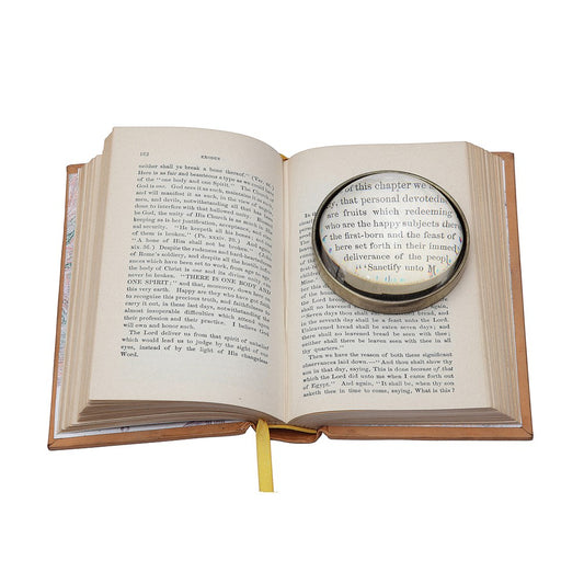 3" Round Metal & Glass Paperweight/Magnifying Glass