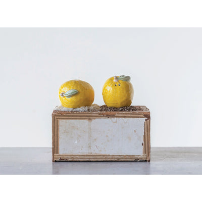 Stoneware Lemon Salt & Pepper Shakers, set