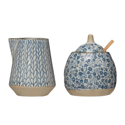 Hand Painted Sugar Bowl & Creamer Set