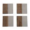 Square Hand-Carved Mango Wood And Marble Coasters