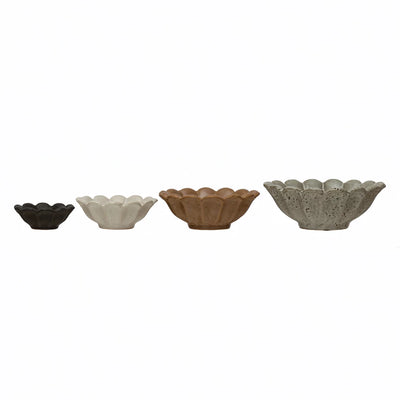 Stoneware Flower Bowl, Set of 4