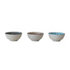 Hand-Painted Stoneware Bowl w/ Floral Design, Speckled, 3 Colors