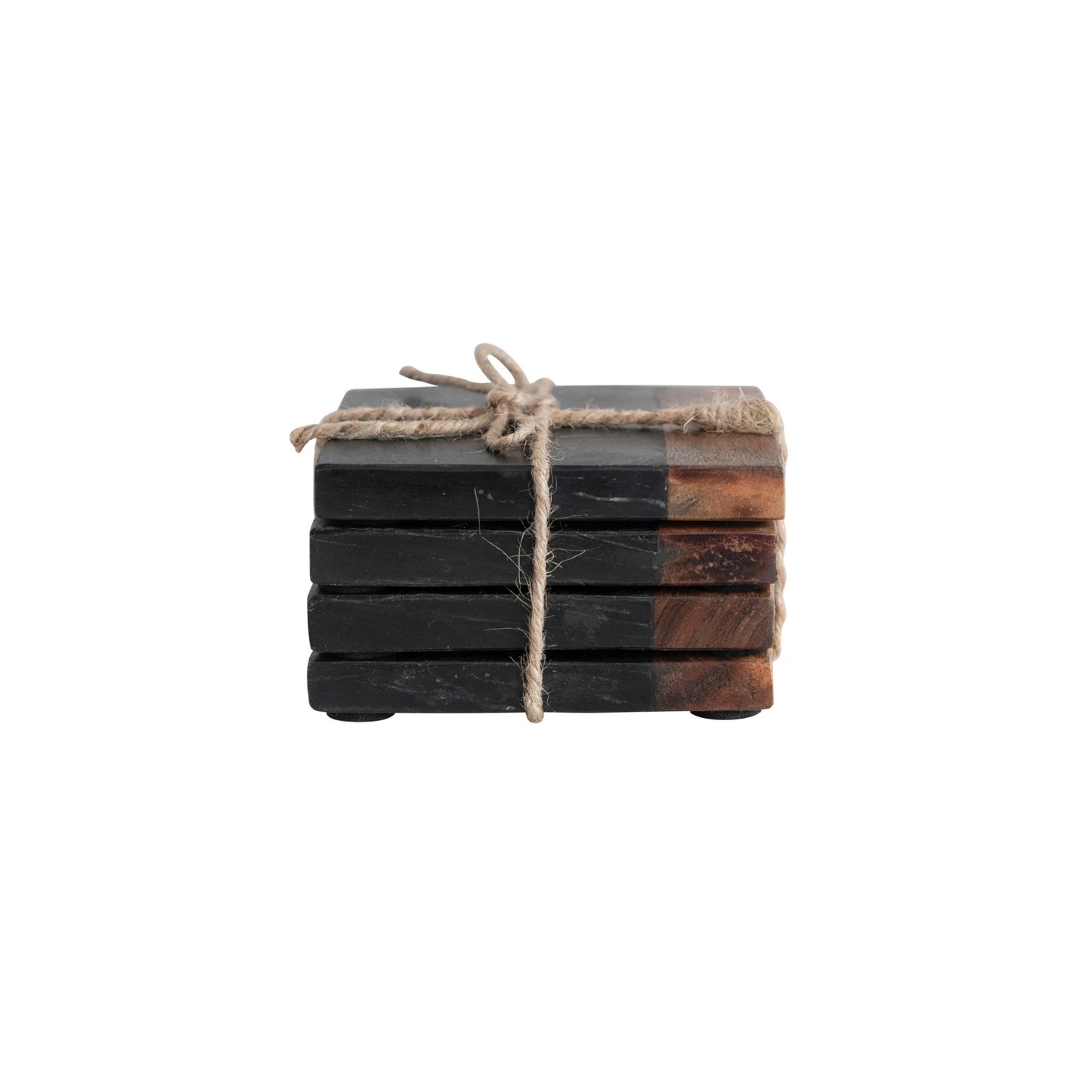 Marble & Acacia Coasters
