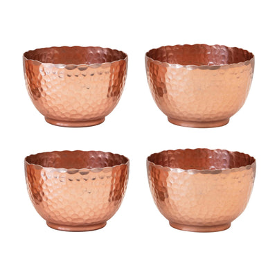 Hammered Metal Bowls with Jute Tie, Set of 4