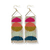 Ivory Pink Citron Peacock Half Circles Earrings
