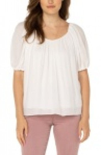 Liverpool Double V-neck Shirred Blouse