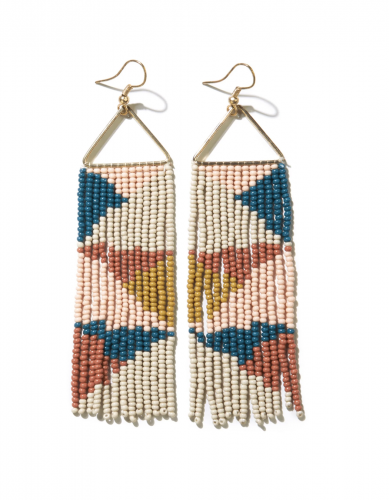 PEACOCK TRIANGLES ON TRIANGLE EARRING
