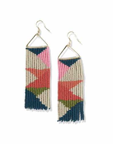 PEACOCK TRIANGLES ON TRIANGLE EARRING